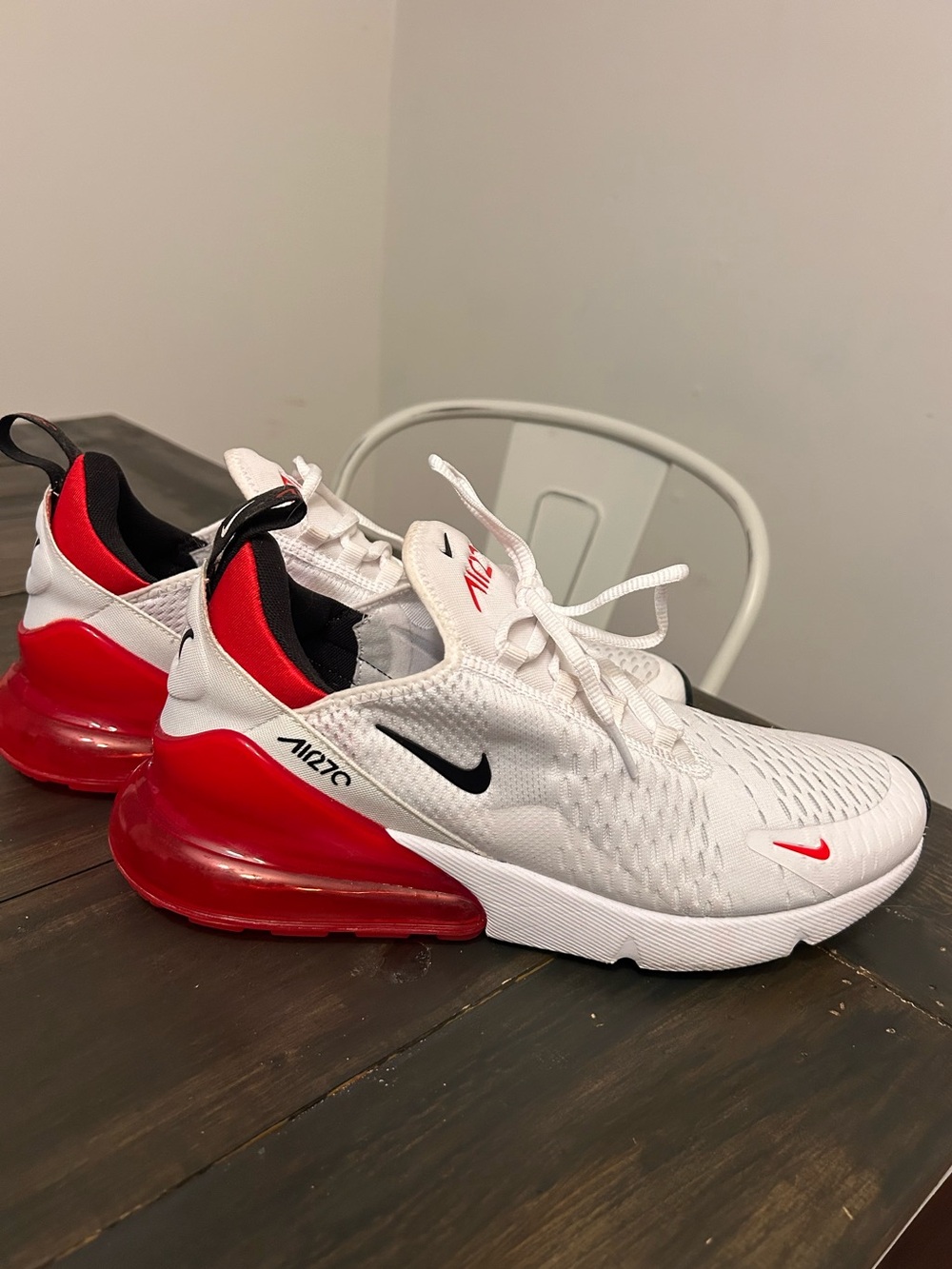 Nike White/Red/Black Air Max 270 Style Men's Sneakers